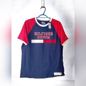 Tommy Hilfiger Red and Navy Tee